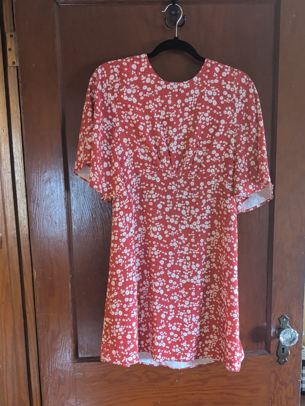 Red Floral Short Sleeve Dress - Women's Casual Summer Dress